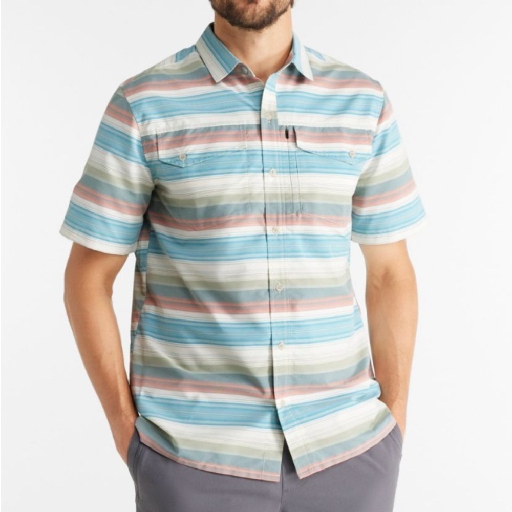 Men's SunSmart® Cool Weave Woven Shirt, Short-Sleeve Stripe